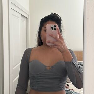 Gray Long Sleeve Women's Top